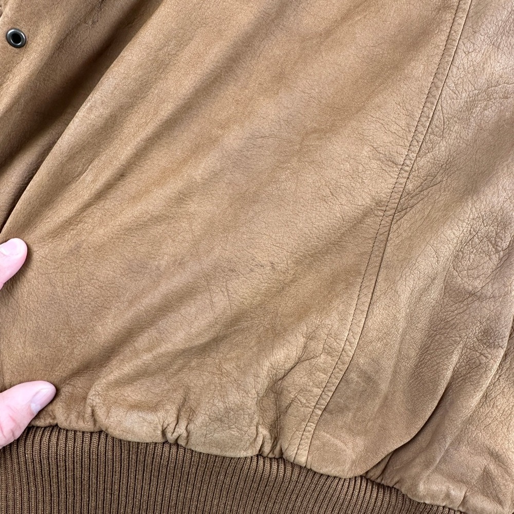 Hunt Club Jacket Mens Medium Brown Leather Bomber Suede Full Zip Quilted Lining - Picture 14 of 16